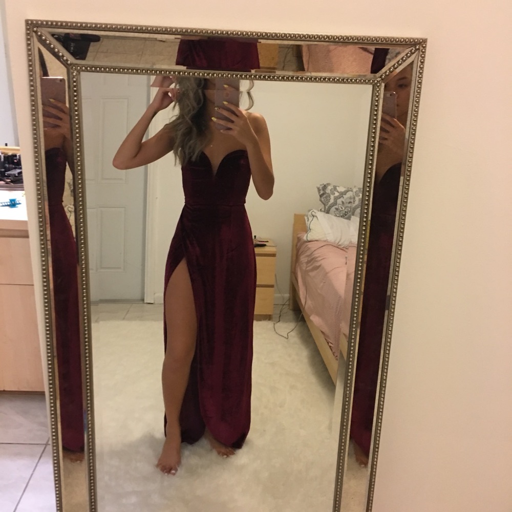 Velvet high slit dress